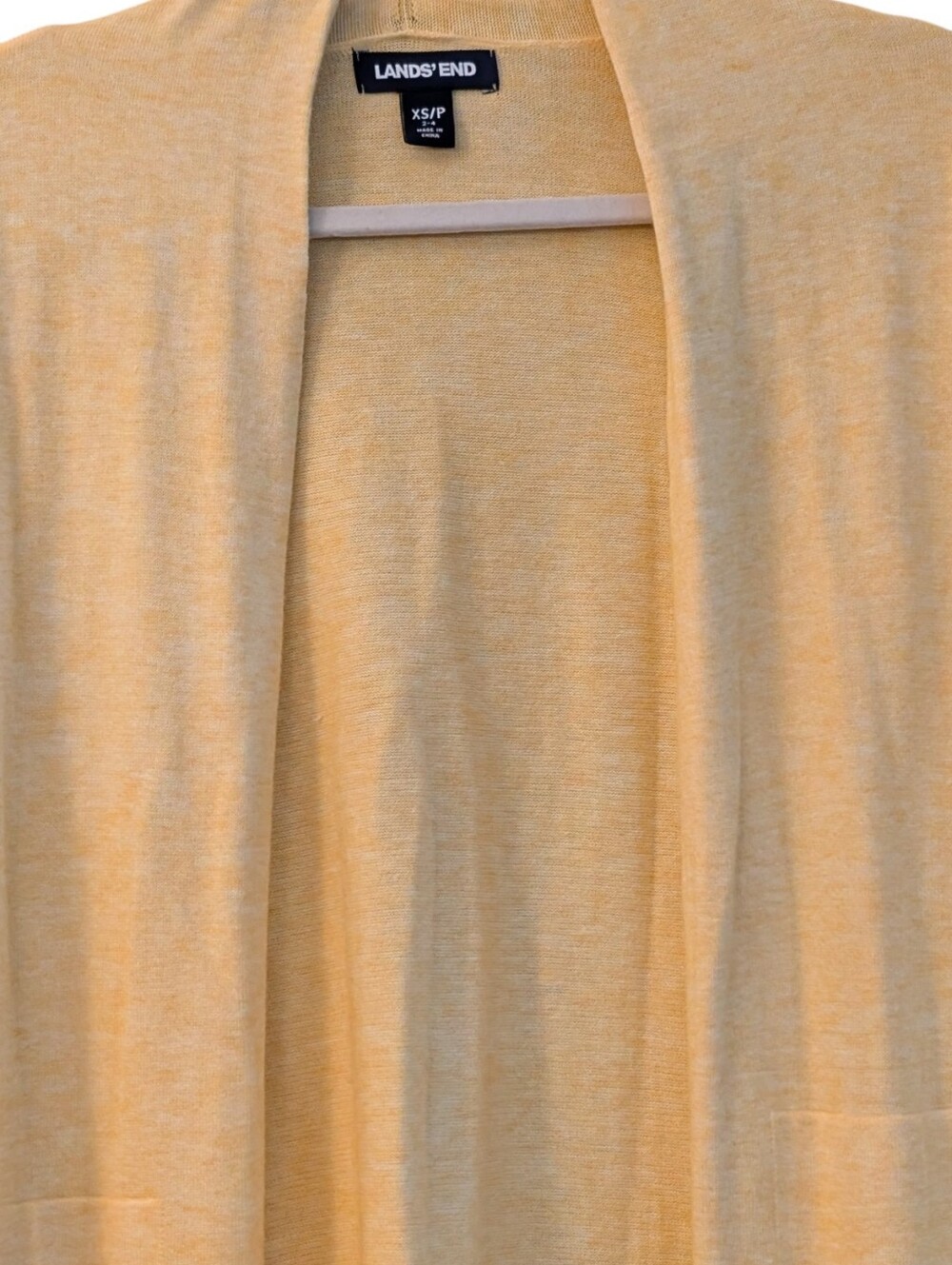 Lands' End heathered yellow open-front cardigan sweater 100% cotton size XS sun - Picture 6 of 8